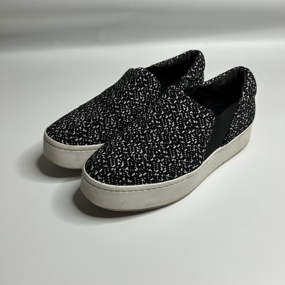 Vince Women's 8.5 Warren Knit Black White Specks Platform Sneakers Slip On